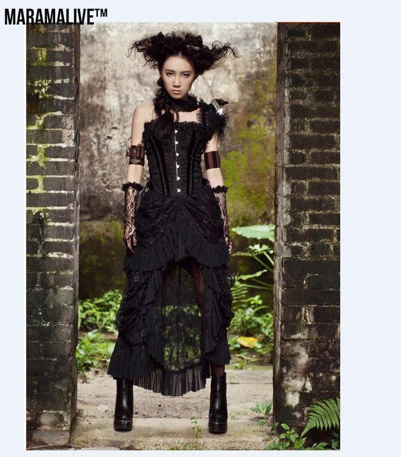 Gothic Long Skirts Banquet Birdtail Lace Dress Maramalive™