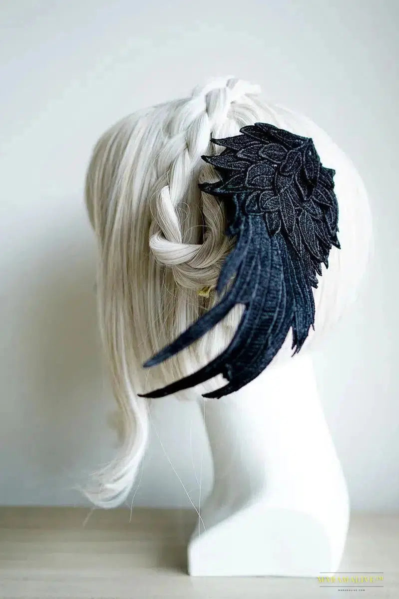 Gothic Luxury Feather Angel Wing Hair Clips - Vibrant Lolita Anime Cosplay Barrettes in Black & White