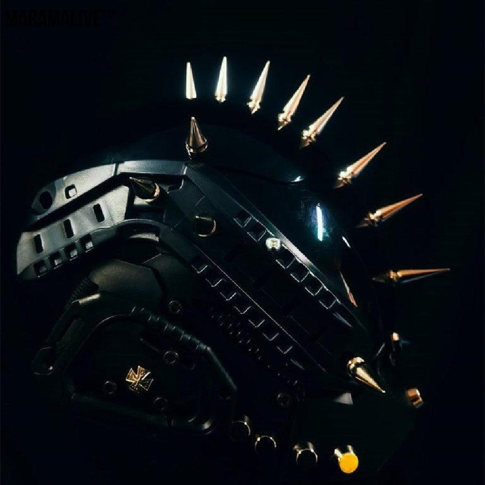 Gothic Mechanical Ascent Mask - Retro Helmet with Spikes, rivets from Nightmares