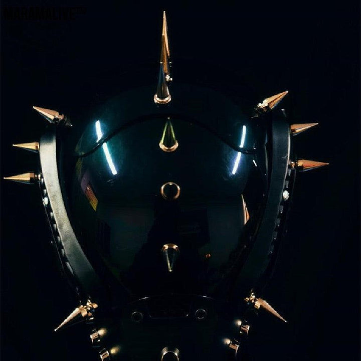 Gothic Mechanical Ascent Mask - Retro Helmet with Spikes, rivets from Nightmares