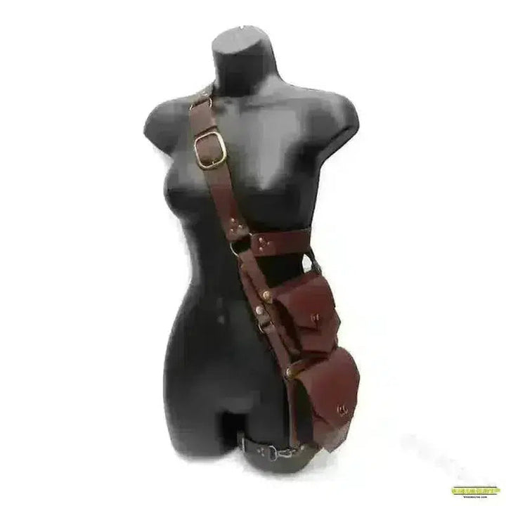 Gothic Medieval Renaissance Waist Belt with Pouchbag: Dynamic Leather Retropockets for Viking Knight Pirate Cosplay