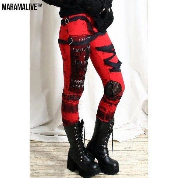 Gothic Mesh Lace-up Leggings