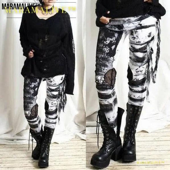 Gothic Mesh Lace-up Leggings