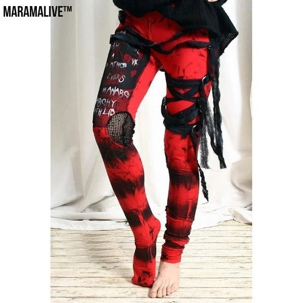 Gothic Mesh Lace-up Leggings