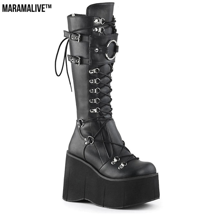 Gothic Platform Wedge Heel Halloween Plus Size Boots For Women