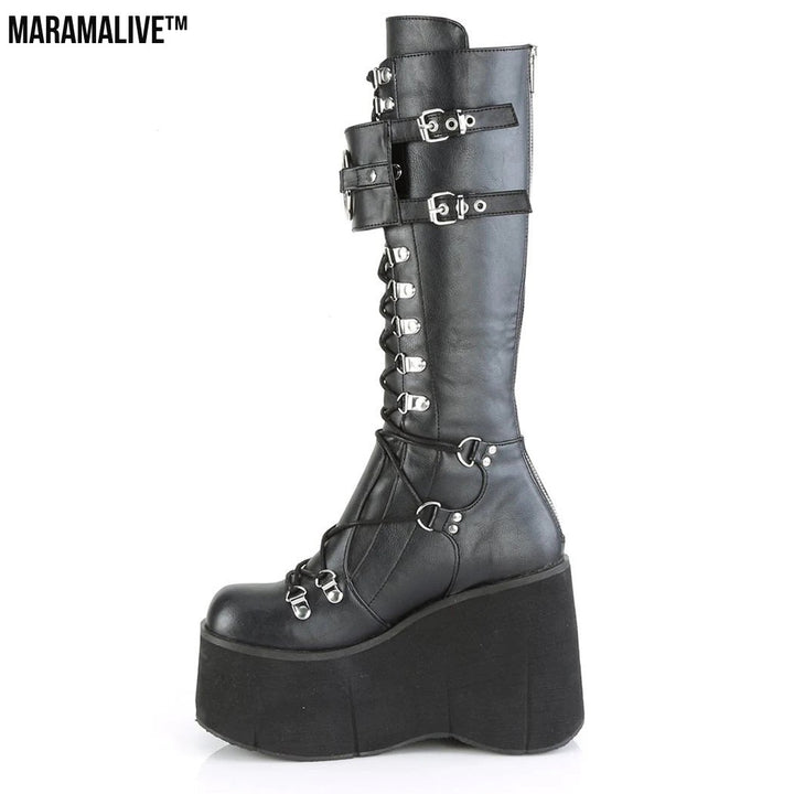 Gothic Platform Wedge Heel Halloween Plus Size Boots For Women