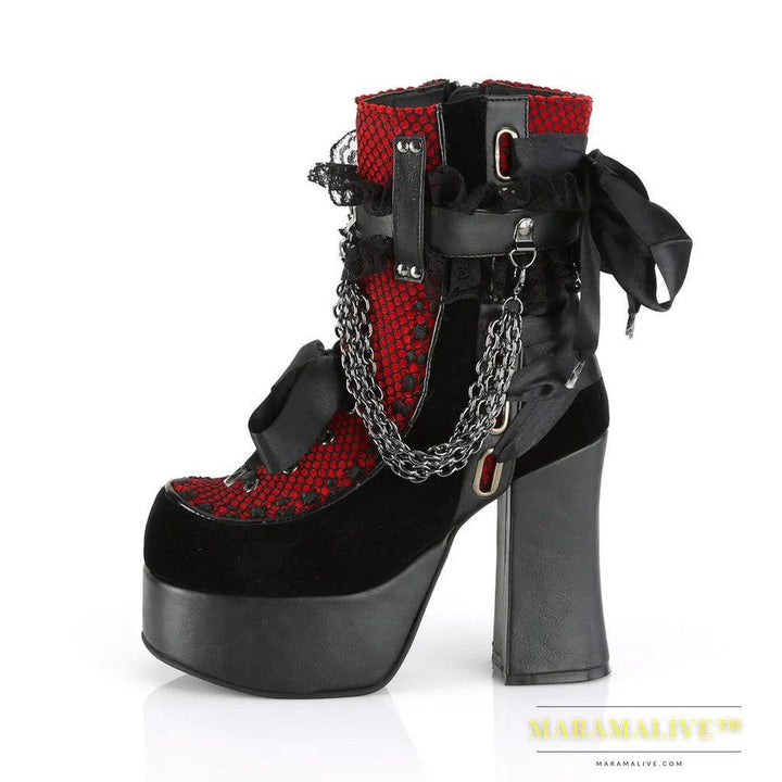 Gothic Retro Chunky Heel Platform Faux Leather Women's Ankle Boots