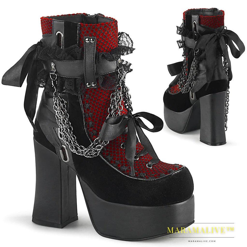 Gothic Retro Chunky Heel Platform Faux Leather Women's Ankle Boots