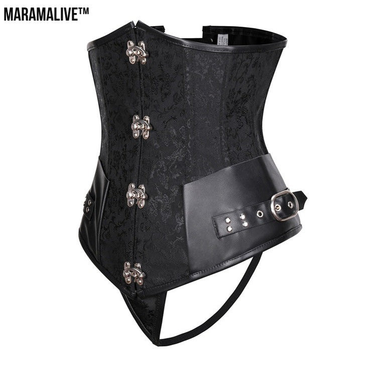 Gothic Retro Women's Corset | Steampunk Bustier with Metal and buckled clasps