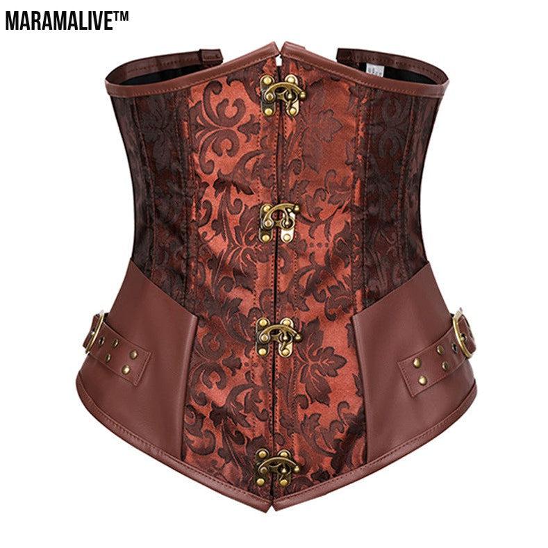 Gothic Retro Women's Corset | Steampunk Bustier with Metal and buckled clasps