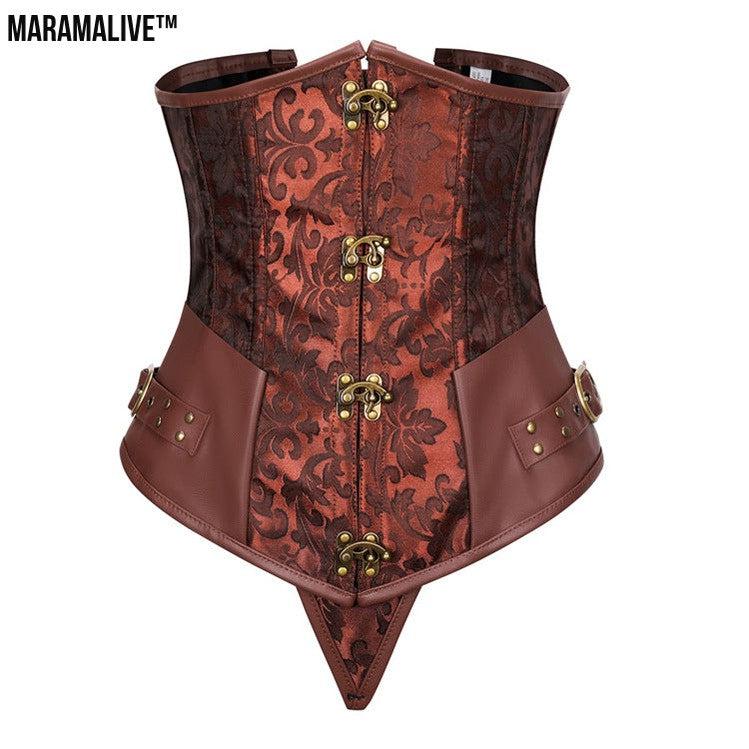 Gothic Retro Women's Corset | Steampunk Bustier with Metal and buckled clasps