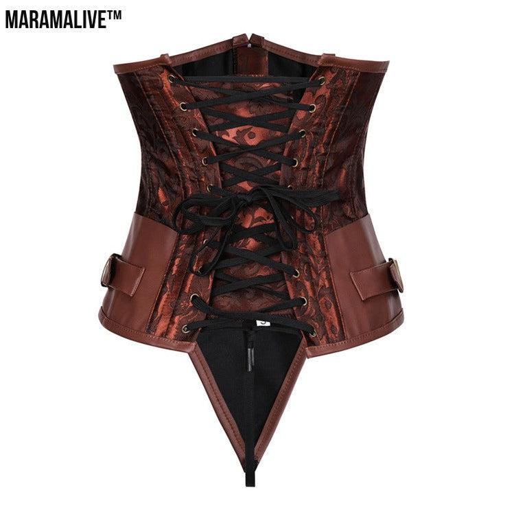 Gothic Retro Women's Corset | Steampunk Bustier with Metal and buckled clasps