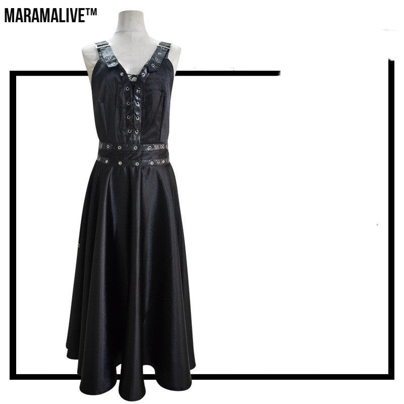 Gothic Shoulder Suspender Dress - Punk Strap Dress