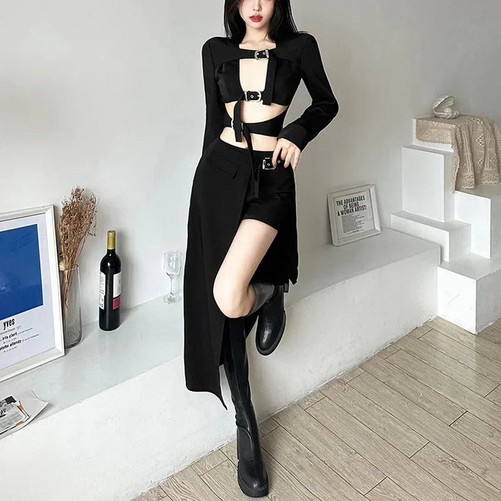 Gothic Skirts Goth Dark Techwear Patchwork Sexy Mini Women Grunge Irregular Hem High Waist Cargo Skirt Hip Hop Black Summer 2023