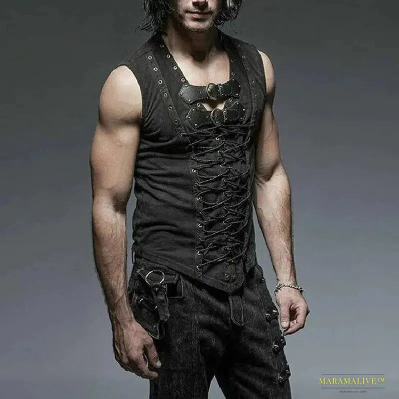 Gothic Steampunk Vintage Men's Medieval Renaissance Vest Pirate Costume