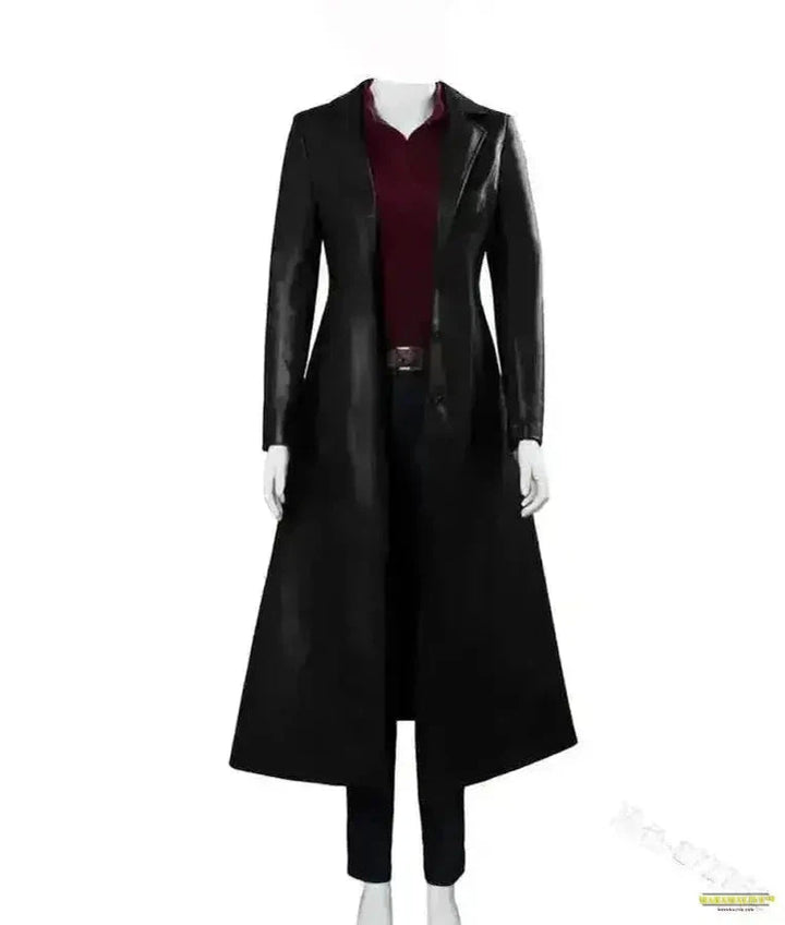 Gothic Streetwear Long Jacket: Faux Leather Trench Coat for the Dark Style Enthusiast, Steampunk Inspired