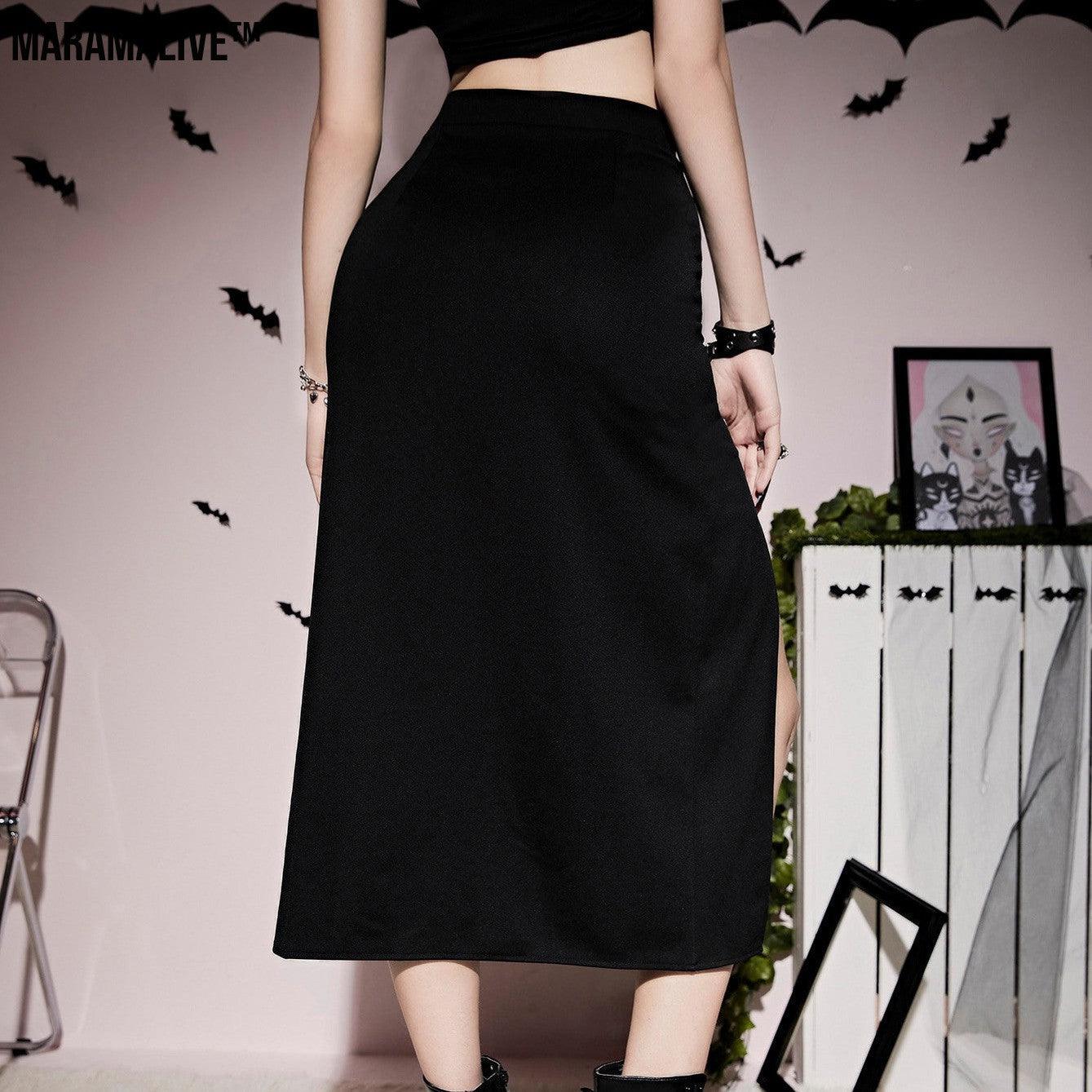 Gothic Style Lacing Half Skirt with thigh splits