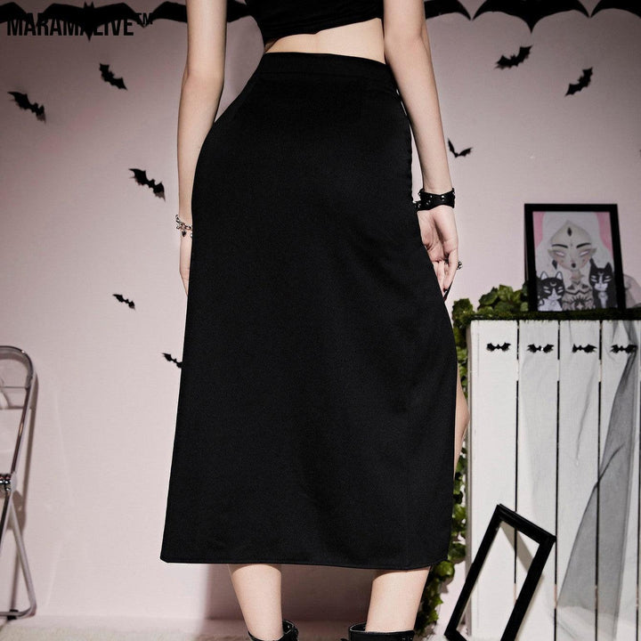 Gothic Style Lacing Half Skirt with thigh splits