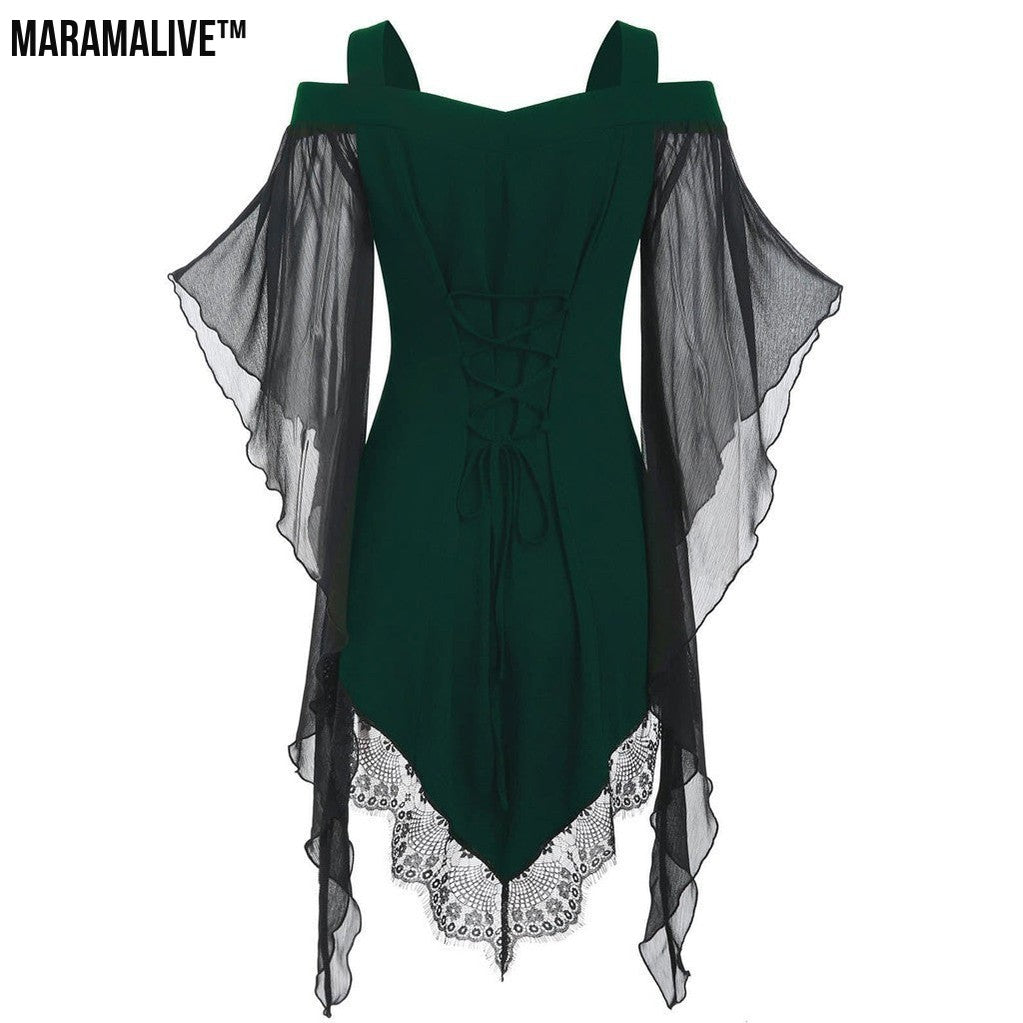 Gothic Swing Sleeve Irregular Panel Chiffon Shirt