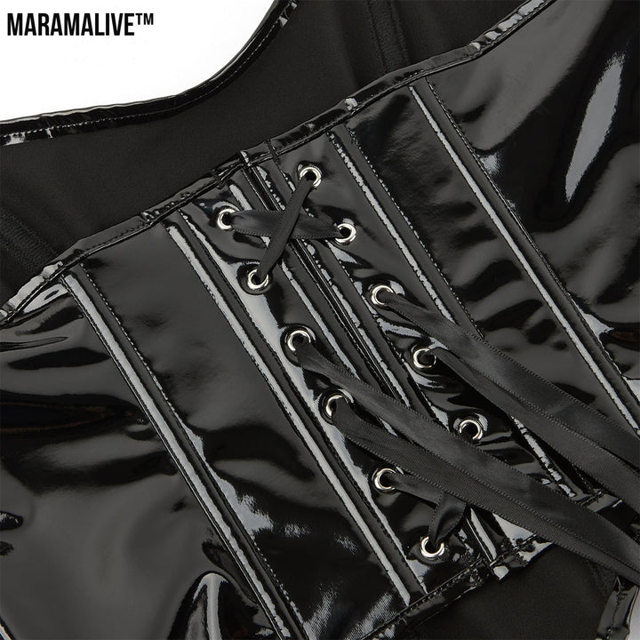 Gothic Zippered Leatherette Corset Shapes Your Body,