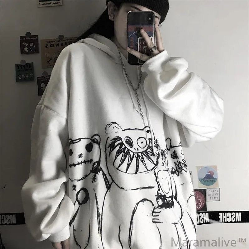 Graffiti Cartoon Women's Hoodie | Unique Art Designs