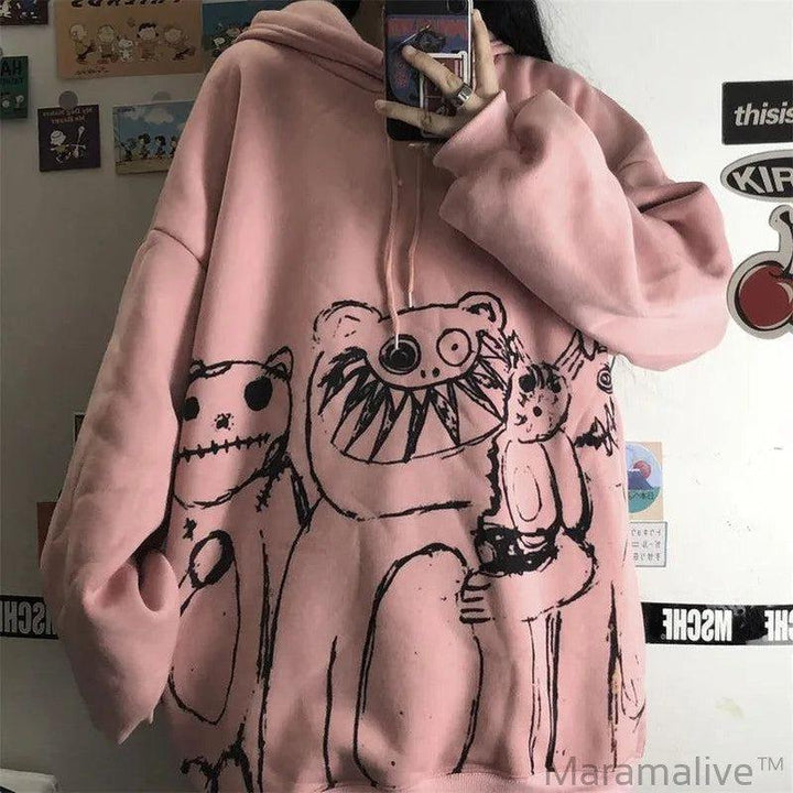 Graffiti Cartoon Women's Hoodie | Unique Art Designs