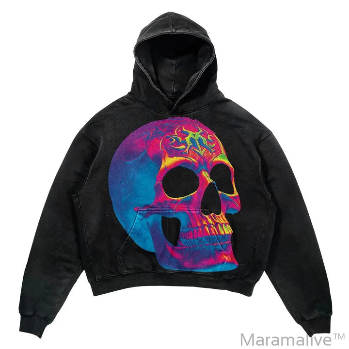 Graphical skull hoodies women grunge oversized sweatshirt hoodie new goth y2k tops high street streetwear gothic men clothes