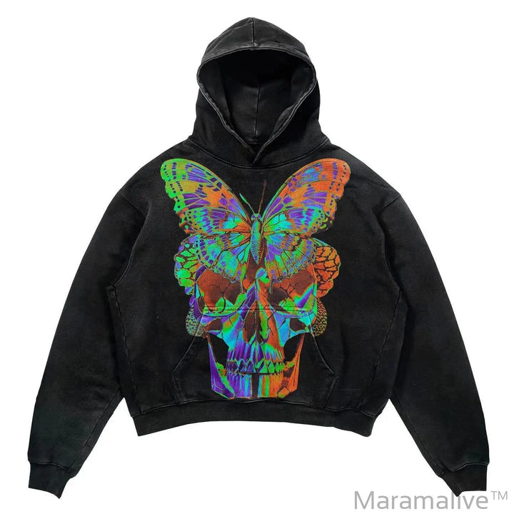 Graphical skull hoodies women grunge oversized sweatshirt hoodie new goth y2k tops high street streetwear gothic men clothes