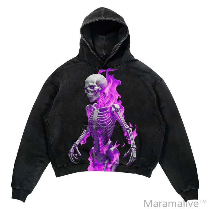 Graphical skull hoodies women grunge oversized sweatshirt hoodie new goth y2k tops high street streetwear gothic men clothes