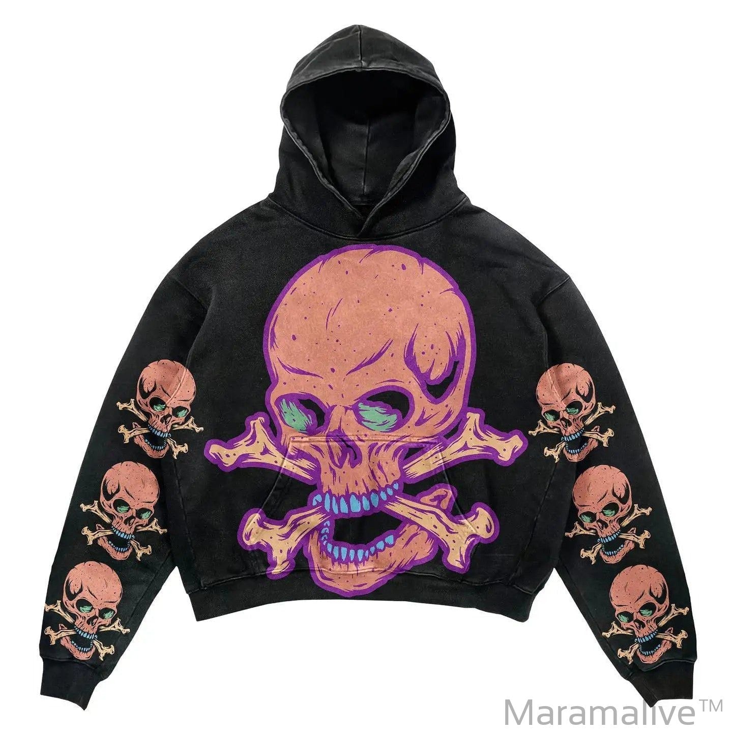 Graphical skull hoodies women grunge oversized sweatshirt hoodie new goth y2k tops high street streetwear gothic men clothes