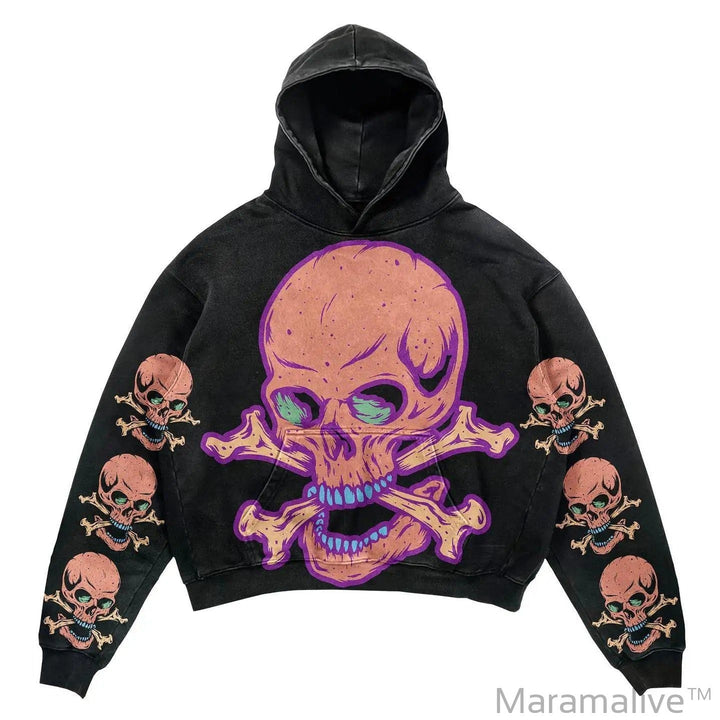 Graphical skull hoodies women grunge oversized sweatshirt hoodie new goth y2k tops high street streetwear gothic men clothes