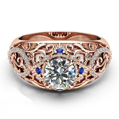 14K Rose Gold Color 1 Carat Moissanite Ring for Women 925 Silver Color Jewelry Ring Style Topaz Bizuteria Free Ship
