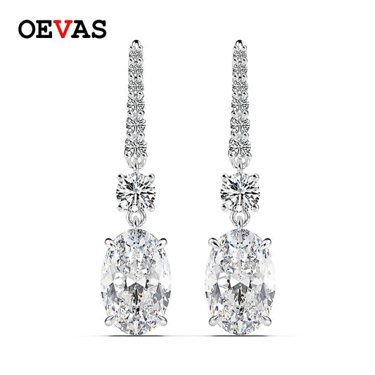 OEVAS Luxury 100% 925 Sterling Silver 7 CT Created Moissanite Citrine Gemstone Drop Dangle Earrings Fine Jewelry Wholesale