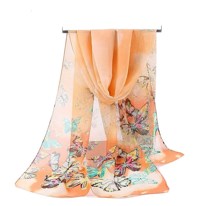 Floral scarf with UV protection gift. apricot