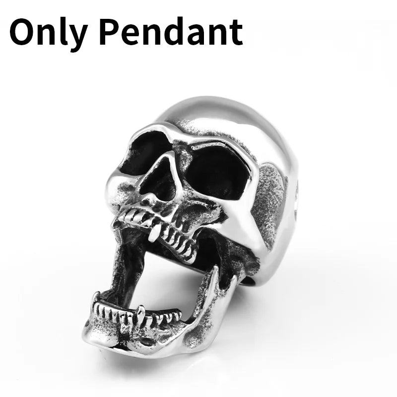 Men's silver punk skull pendant collection