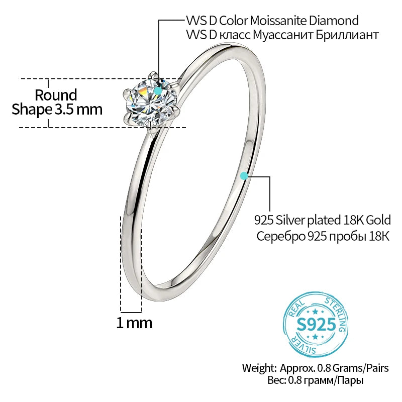 Elegant Sparkling Moissanite Solitaire Engagement Ring