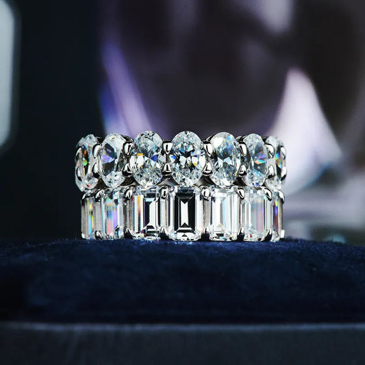 Eternity Moissanite Diamond Ring 100% Original 925 sterling silver Engagement Wedding band Rings for Women men Fine Jewelry Gift