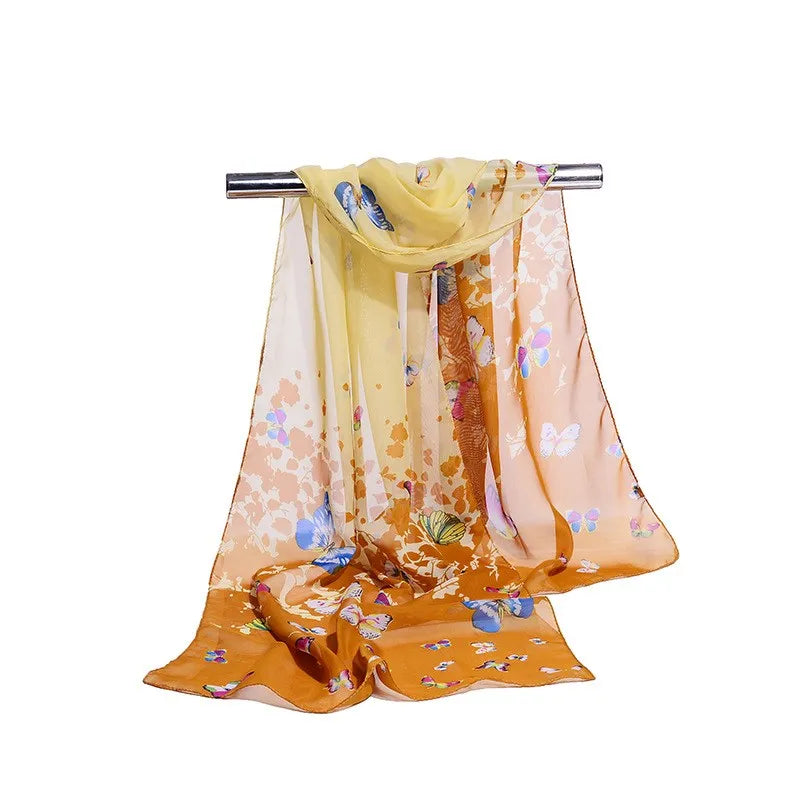 Floral scarf with UV protection gift. Yellow