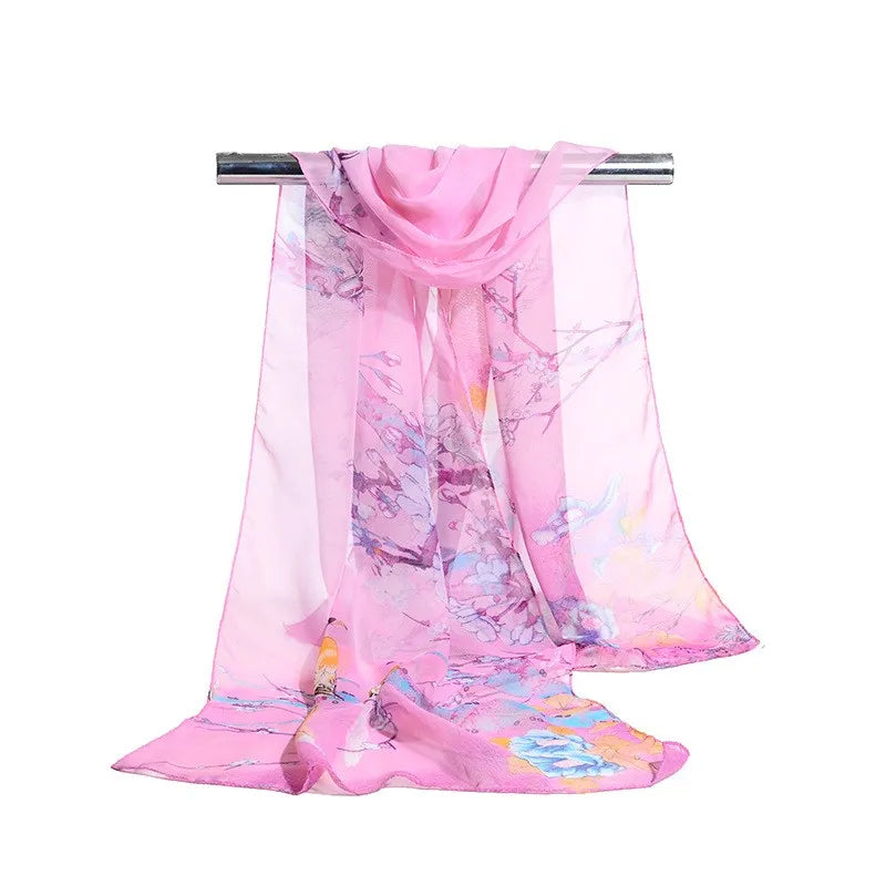 Floral scarf with UV protection gift. pink