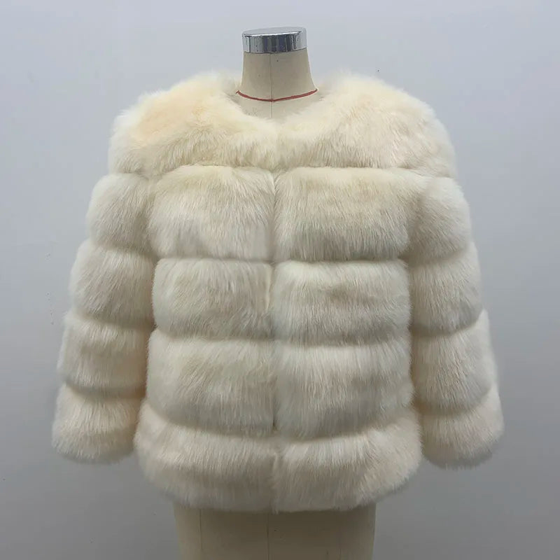Women Coats Autumn Winter New Fashion Pink Faux Fur Coat Elegant Thick Warm Outerwear Fake Fur Woman Jackets