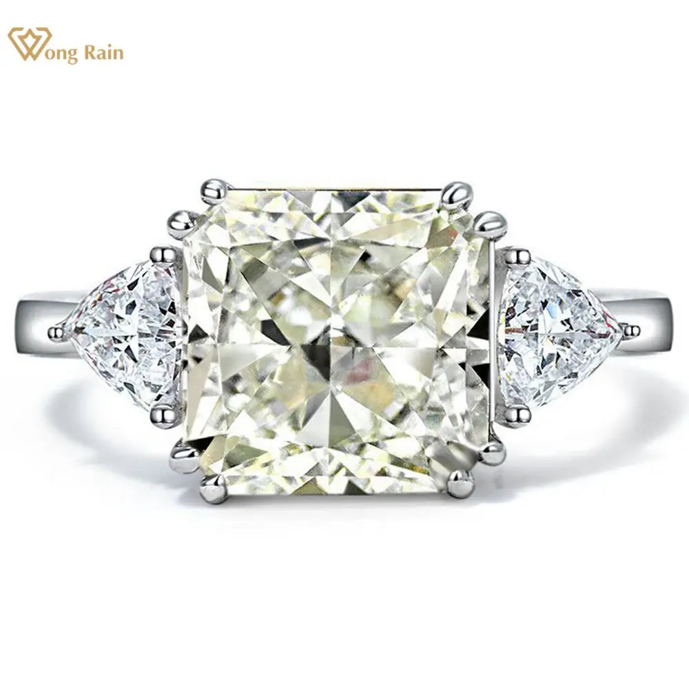 925 Sterling Silver G Color Created Moissanite Gemstone Wedding Engagement Cocktail Ring Ladies Fine Jewelry