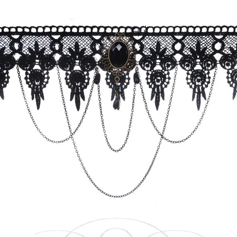 Fashion Sexy Gothic Chokers Crystal Black Lace Neck Choker Necklace Vintage Victorian Women Chocker Steampunk Jewelry