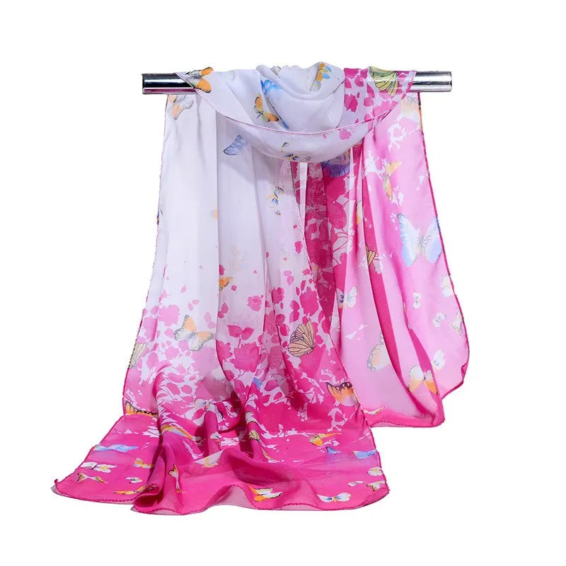 Floral scarf with UV protection gift. pink and white