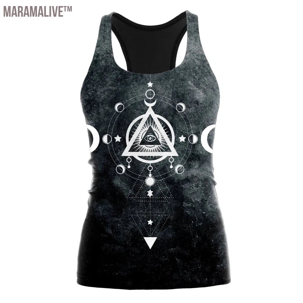 HOT Ouija Black Tank Tops Gothic Skeleton Printed Vest Fashion Shirt Summer Sexy Slim Vest Sleeveless Streetwear