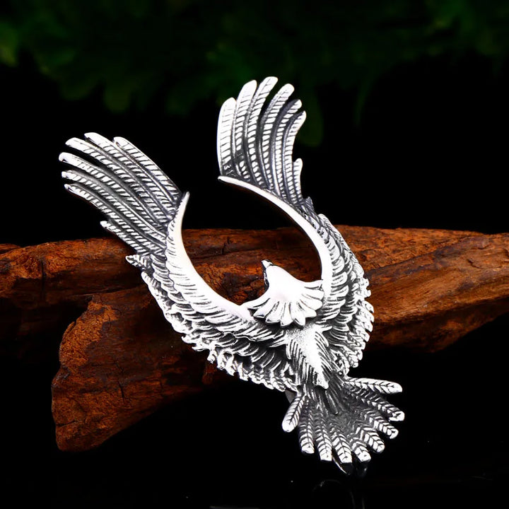 Stainless steel eagle necklace, classic design.