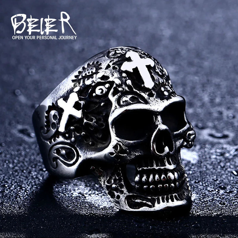 Stainless Steel ring high quality fashion biker skull ring personality men Vintage jewelry