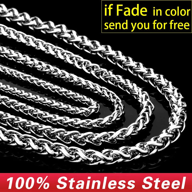Stainless Steel Trendy Chain Width 3mm/4mm/5mm Necklace Boy Men necklace Chain Silver Colour Fashion Jewelry