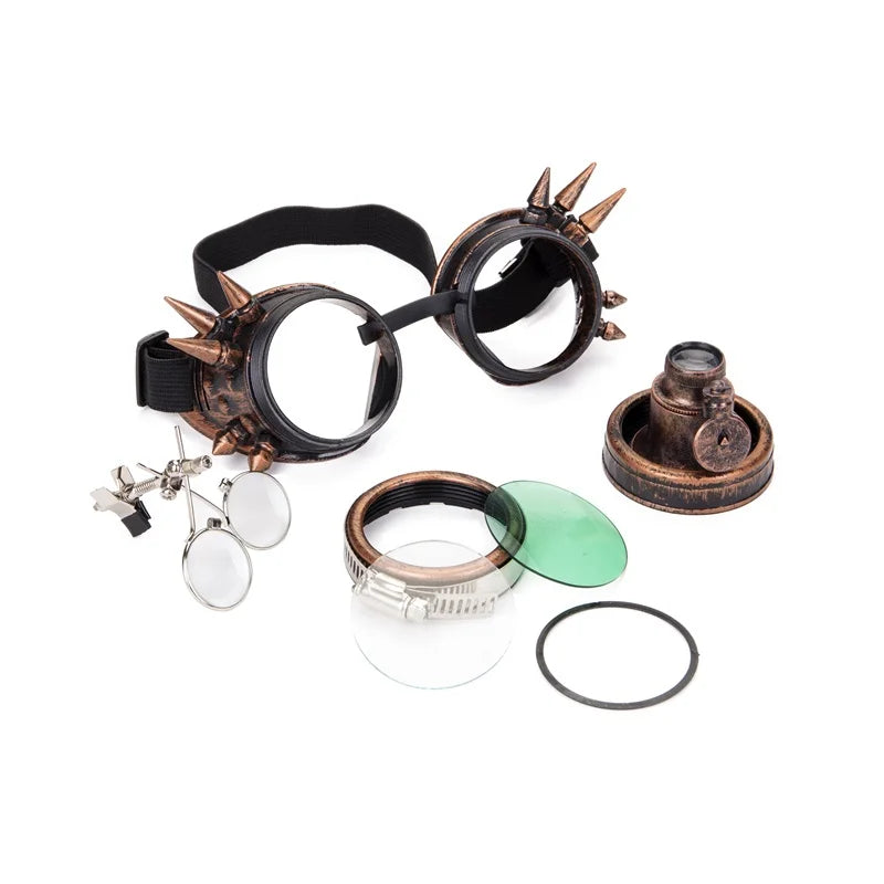 FLORATA Cosplay Vintage Rivet Steampunk Goggles Glasses Welding Gothic Freeshipping&Wholesale