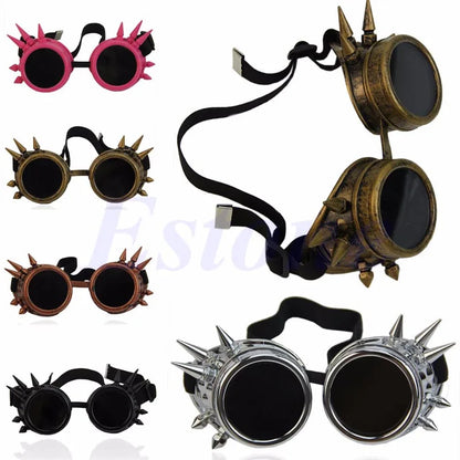 Vintage Victorian Gothic Cosplay Rivet Steampunk Goggles Glasses Welding Punk
