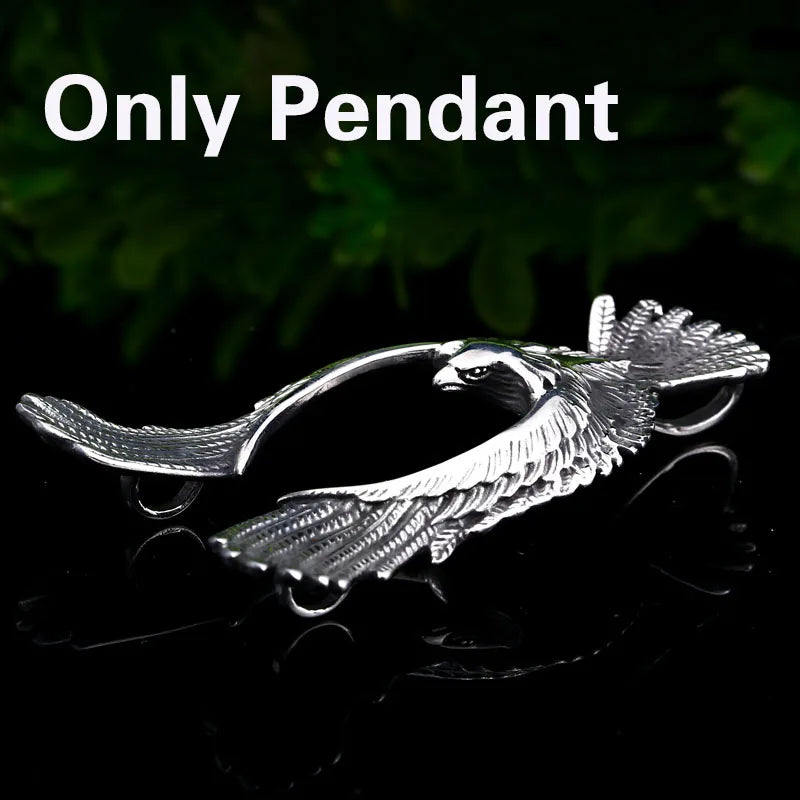 Stainless steel eagle necklace, classic design.